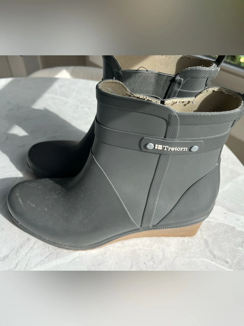 Tretorn  Short Ankle Rain Boots with Brown Outsole